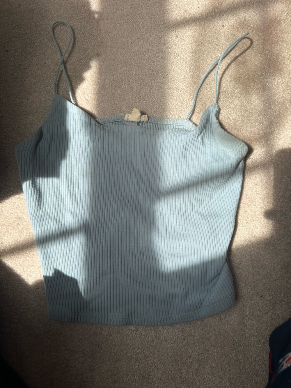 Garage Light Blue Ribbed Spaghetti Strap Camisole